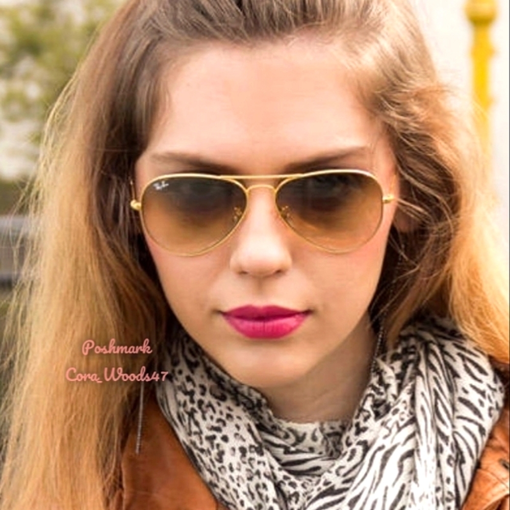 Ray Ban Aviator Gradient Brown RB3025 Gold Frame 58 / 62 Unisex New